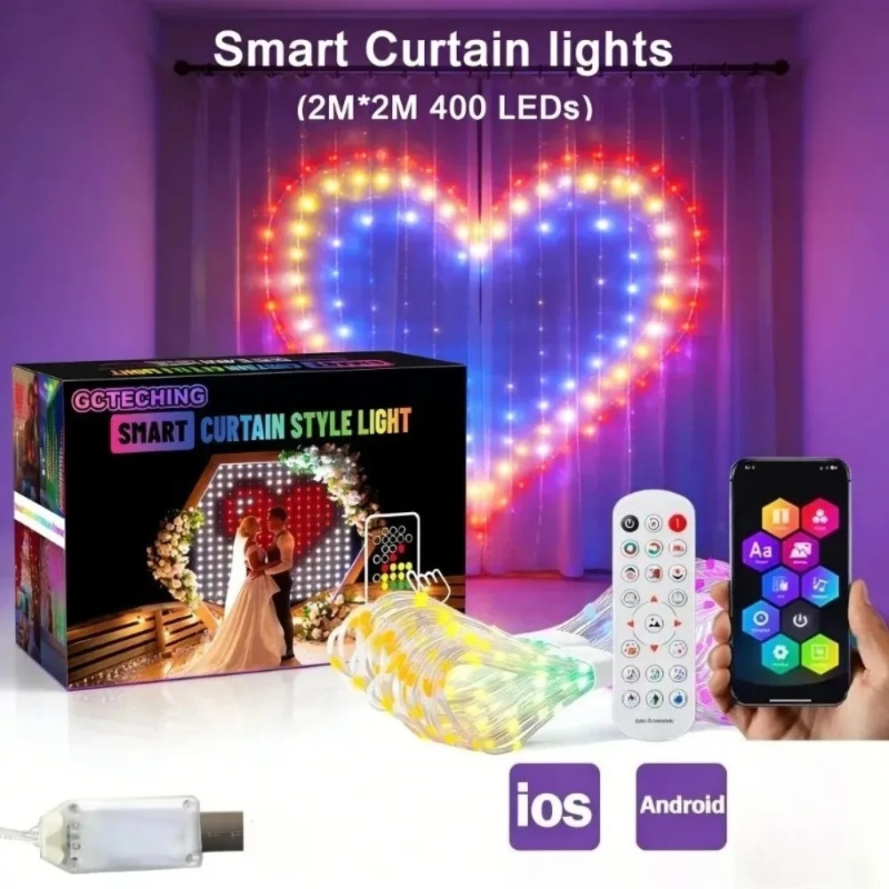 Christmas Lights Outdoor - Outdoor LED Pixel Vorhanglichter Bluetooth APP