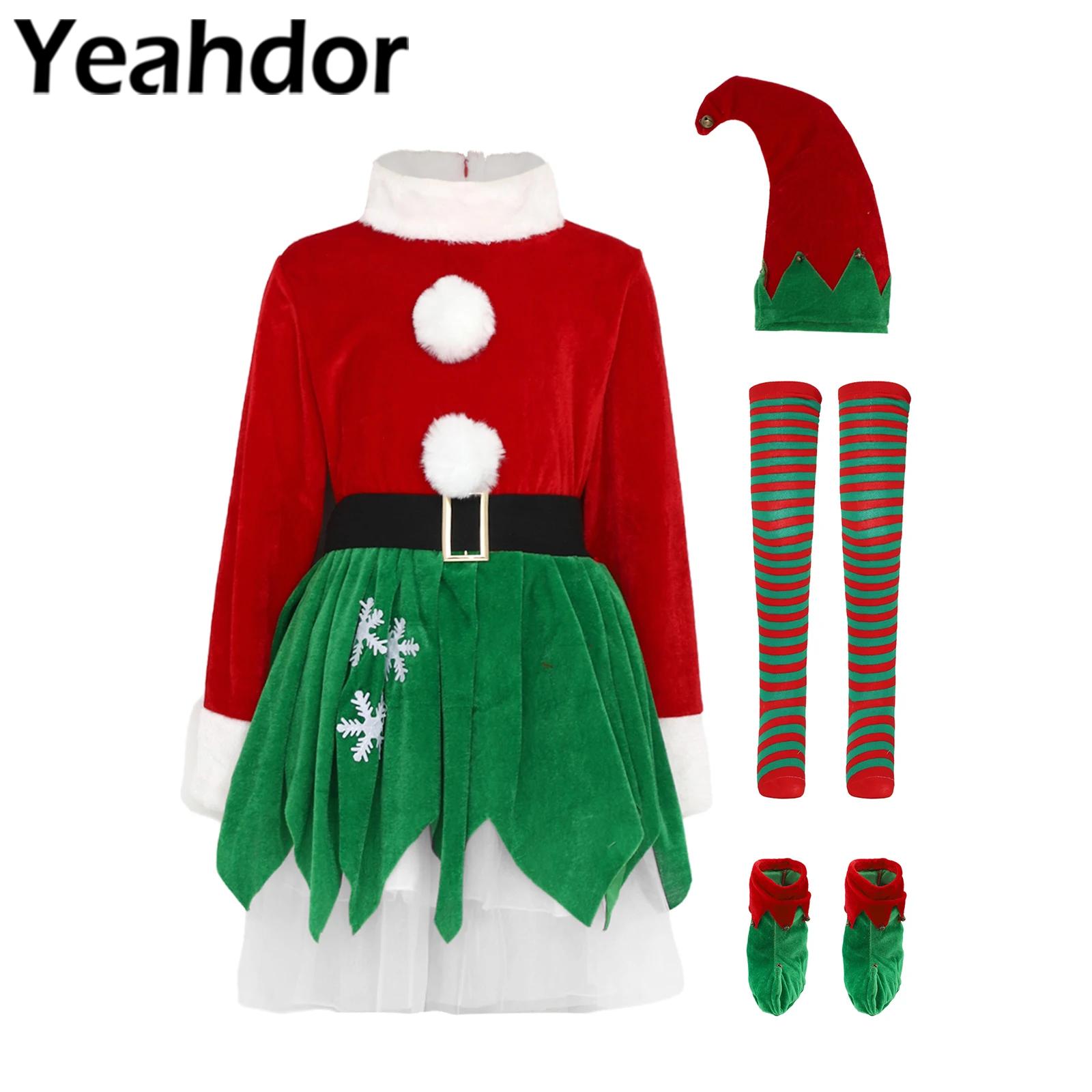 Elf Costume Christmas - Kinder Mädchen Weihnachten Weihnachten Elf Kostüm