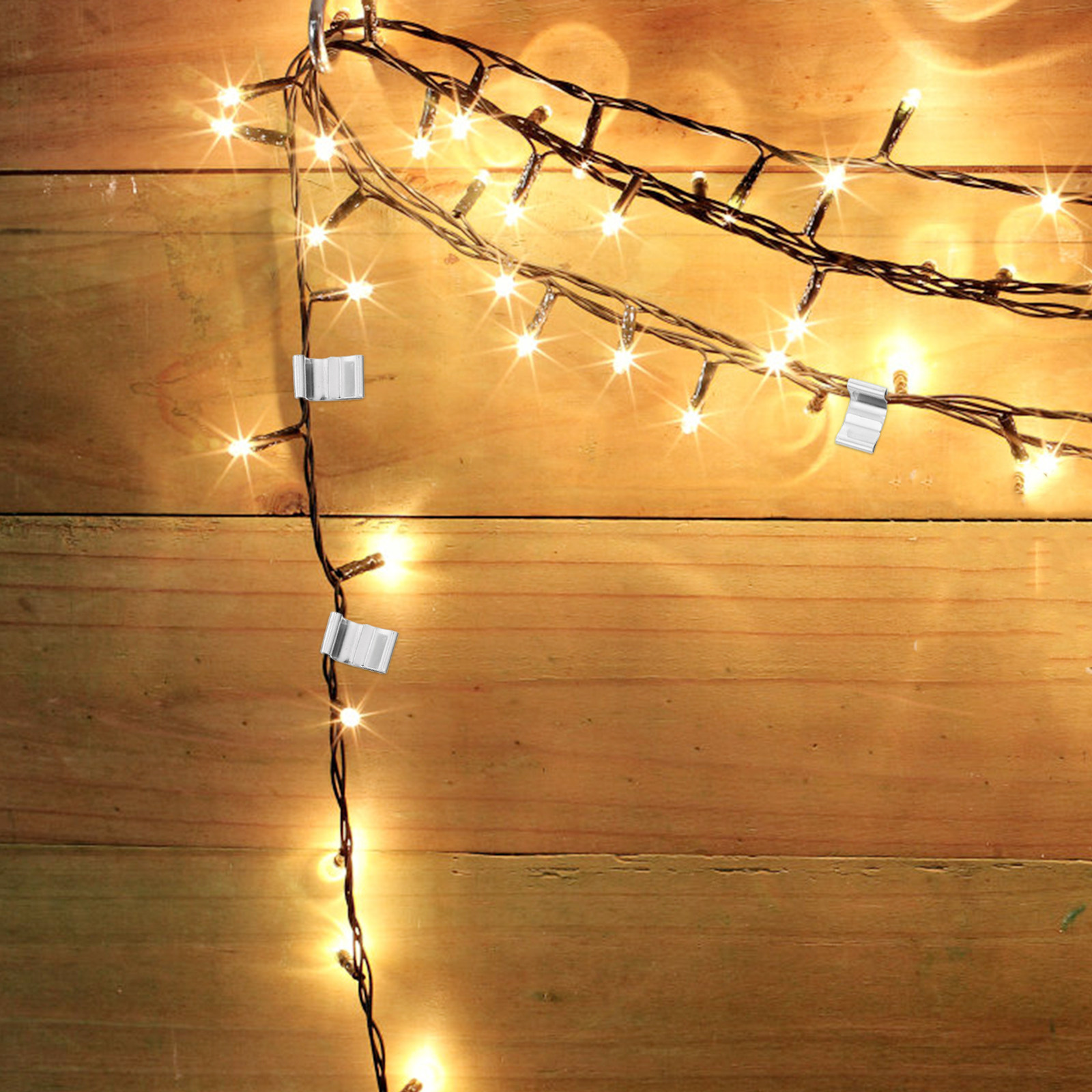Christmas Lights Outdoor - 100 Stück Rostfreie Metall-Dachrinnen-Lichtclips für Außenbereich,
