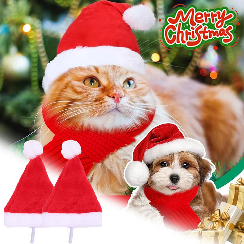 Santa Hat Plush - 1/3/5/10/20 Stück Weihnachts-Haustierhut Santa Rot Plüschmütze