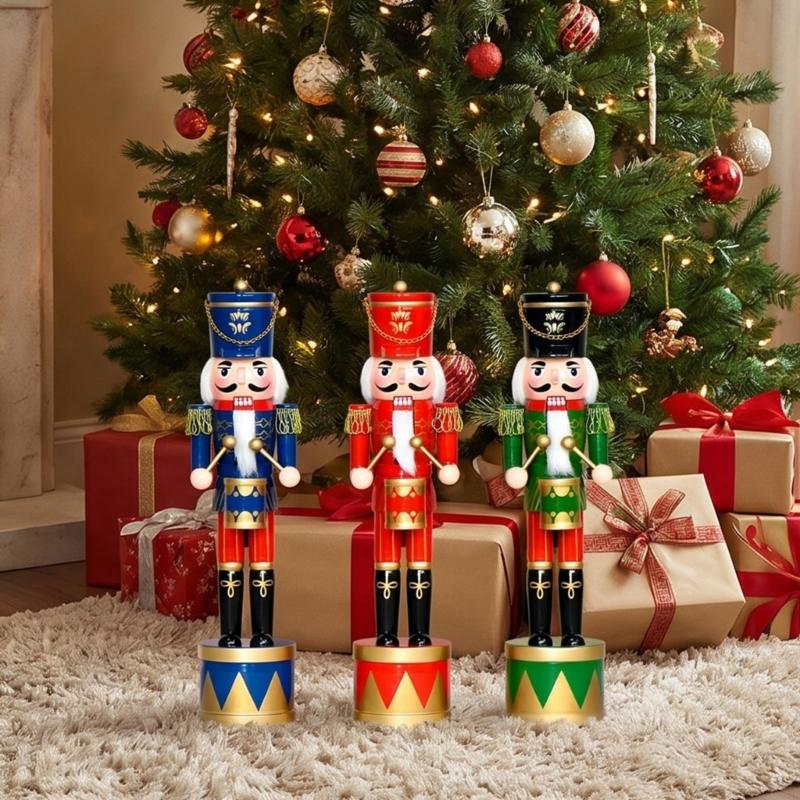 Nutcracker Figurine - 36 hölzerne Nussknacker-Trommelsoldat-Figur, Weihnachtspuppe, handbemalte Verzierung