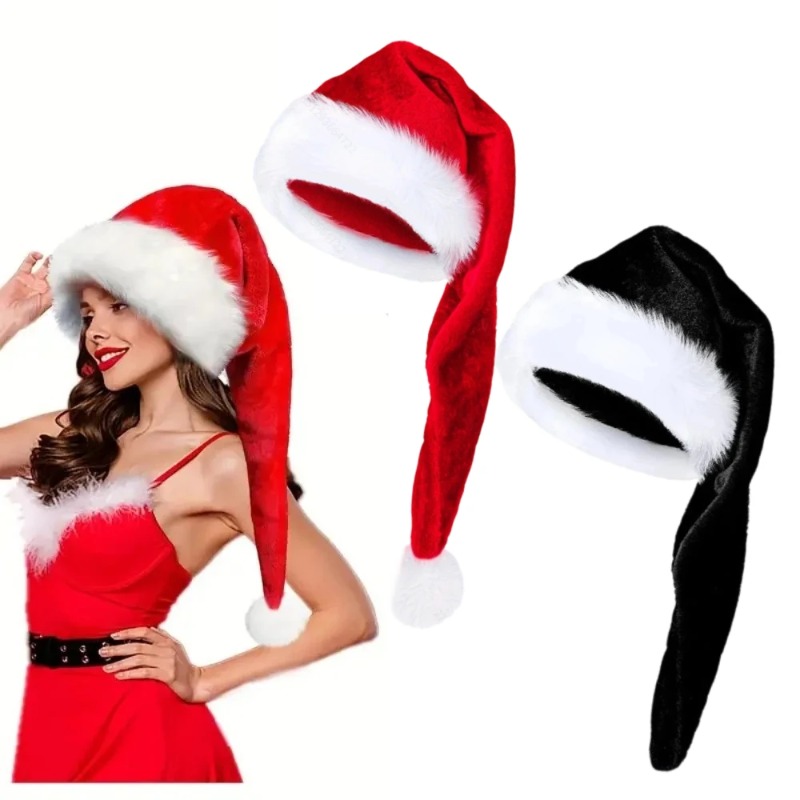 Santa Hat Plush - Extra Lange Weihnachtsmütze für Familien-Weihnachtsfeiern -