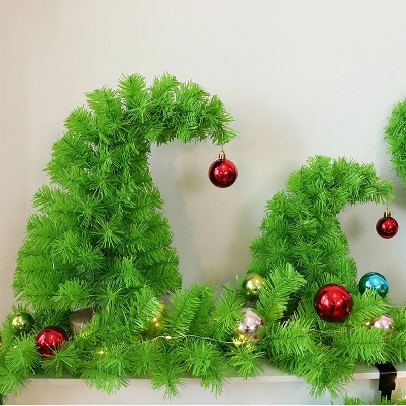 Christmas Tree Artificial - 2026 Grüne Grinch-Weihnachtsbaumfigur mit schiefem Kopf,