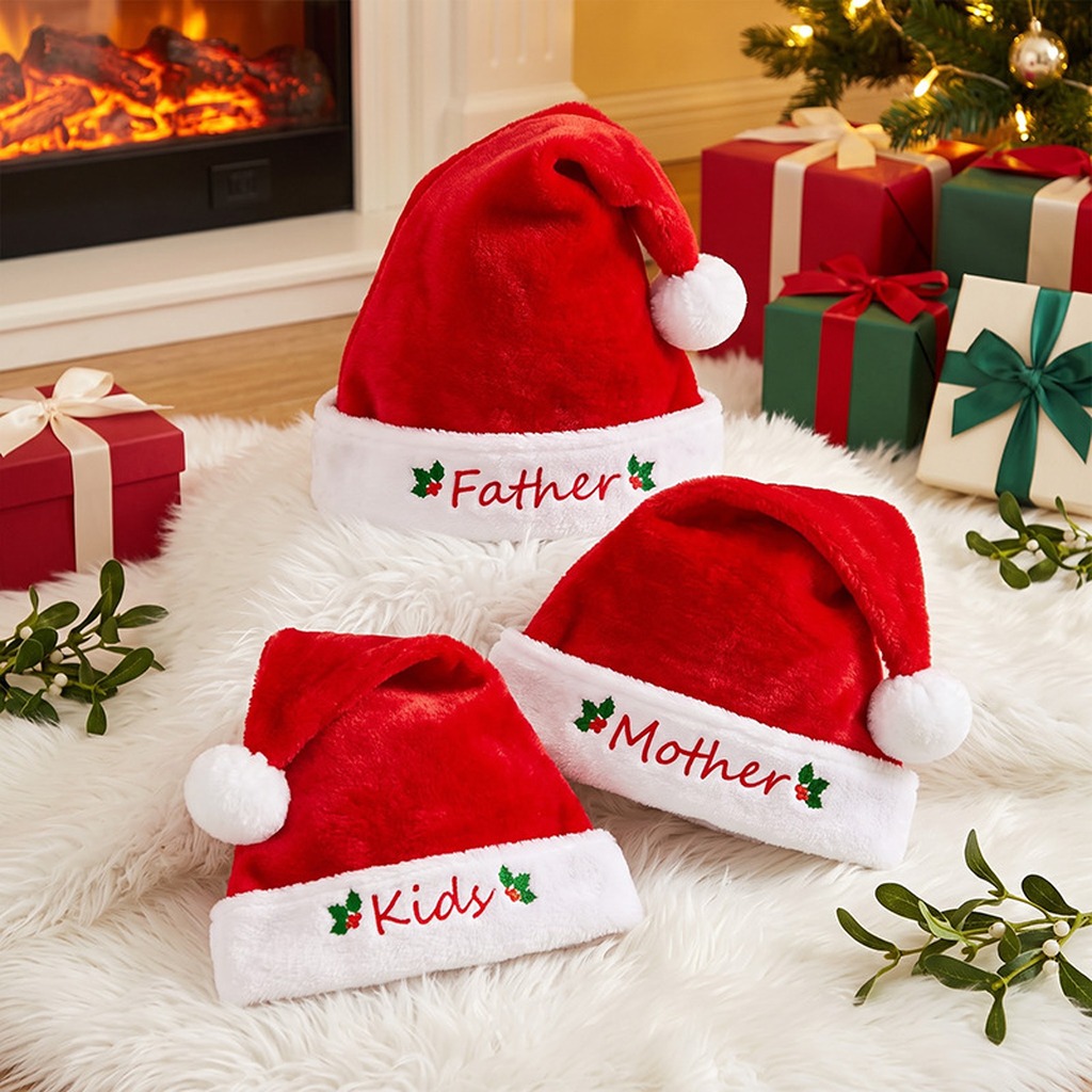 Rote Weihnachtsmützen, Familie – Santa Hat Plush Bewertung und Preis